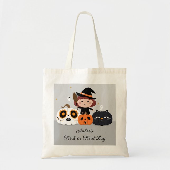 Bolsa Tote Truque de Halloween ou Trate Tote Bag (Frente)