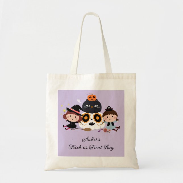 Bolsa Tote Truque de Halloween ou Trate Tote Bag (Frente)