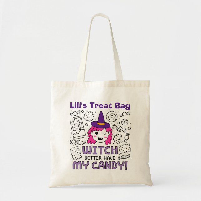 Bolsa Tote Truque de Halloween ou Trate Tote Bag (Frente)