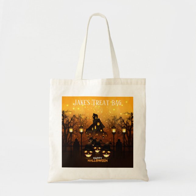 Bolsa Tote Truque de Halloween ou Trate Tote Bag (Frente)