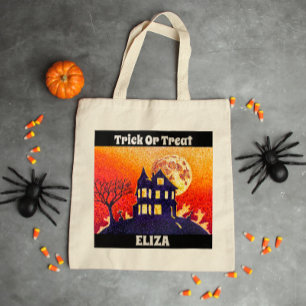 Bolsa Tote Truque de Halloween Personalizado ou Casa Assombra