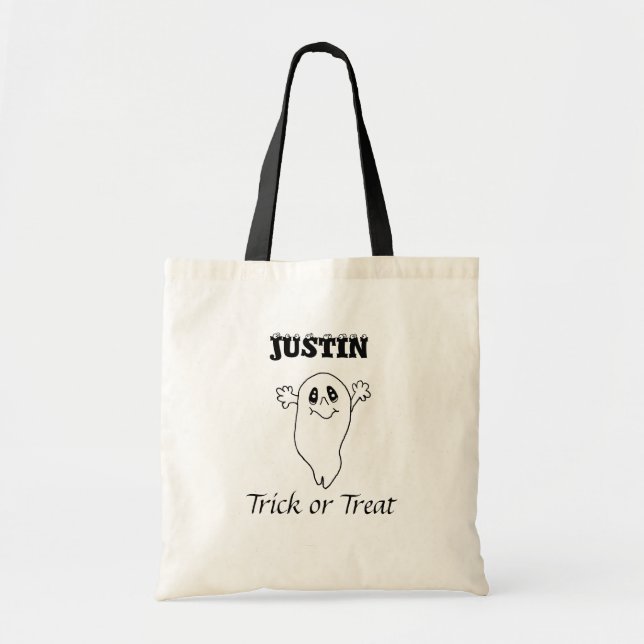 Bolsa Tote Truque de Halloween Personalizado ou Tratando Fant (Frente)