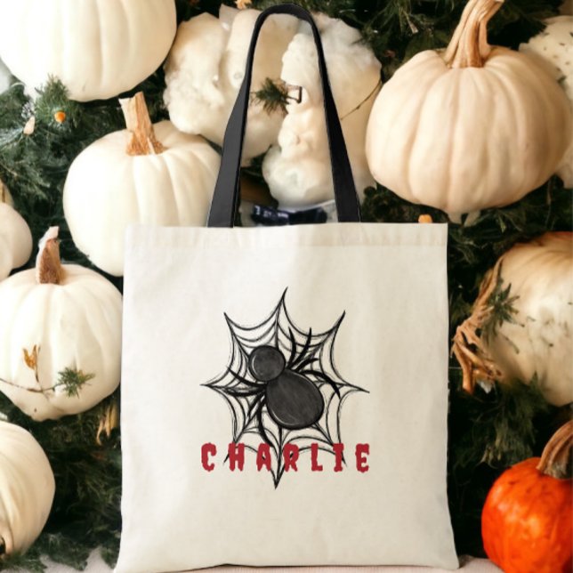 Bolsa Tote Truque de Halloween Personalizado ou Tratar a Web  (Criador carregado)