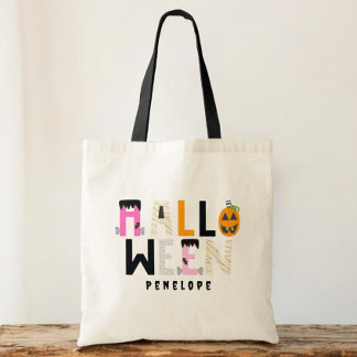 Bolsa Tote Truque de Halloween Personalizado ou Tratar Abóbor