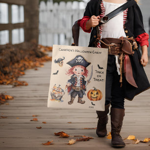 Bolsa Tote Truque de Halloween Pirate ou Doces de Tratamento