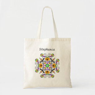 Bolsa Tote Truque de Mandala Halloween ou Saco de Tratamento