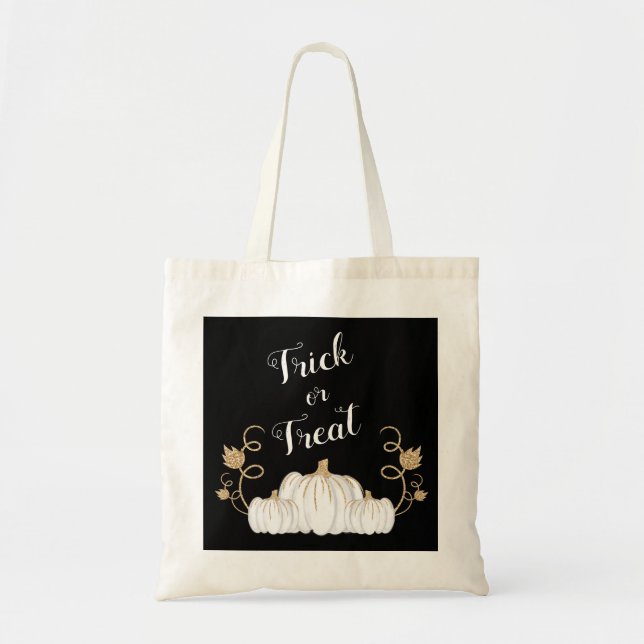 Bolsa Tote Truque Negro Bonito Ou Tratar Abóbora No Halloween (Frente)