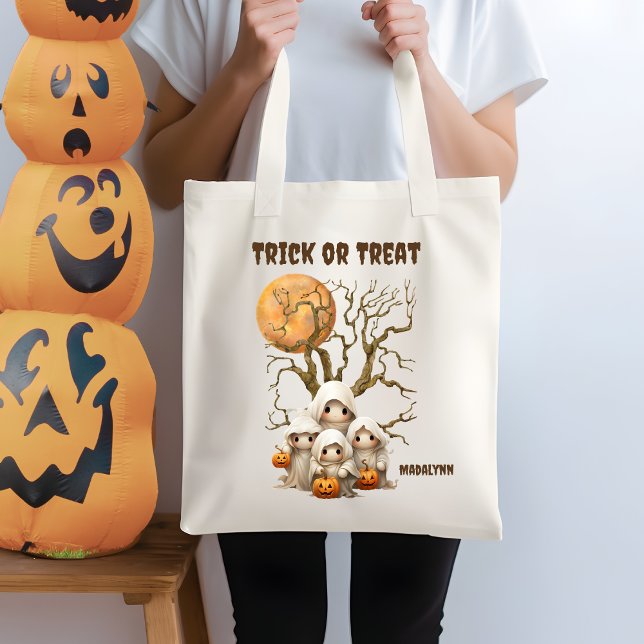 Bolsa Tote Truque ou tratamento da família fantasma fantasma  (Criador carregado)