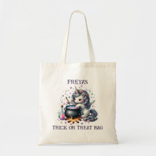 Bolsa Tote Truque ou Tratamento de Bruxas do Unicórnio Bonito