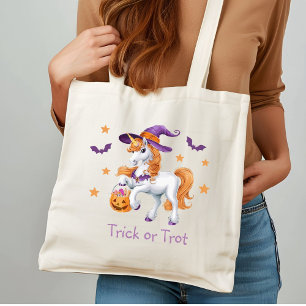 Bolsa Tote Truque ou Tratamento de Cavalo de Unicórnio Engraç