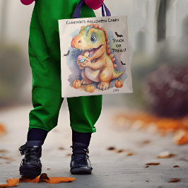 Bolsa Tote Truque ou tratamento de doce de Halloween do Dinos
