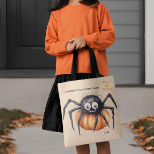 Bolsa Tote Truque ou tratamento de doce de Halloween em aranh