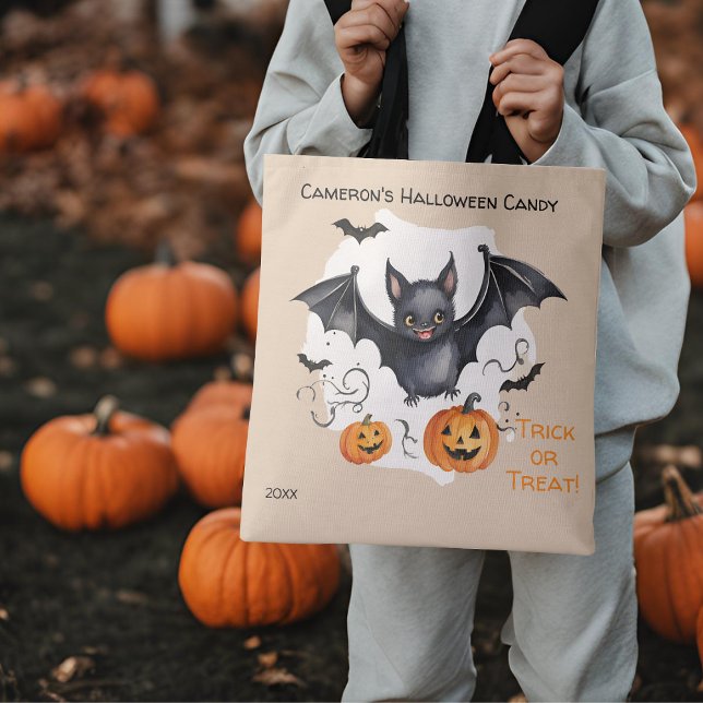 Bolsa Tote Truque ou Tratamento de Doces de Bat de Halloween (Criador carregado)