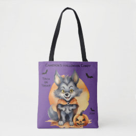 Bolsa Tote Truque ou Tratamento de Doces de Halloween do lobi