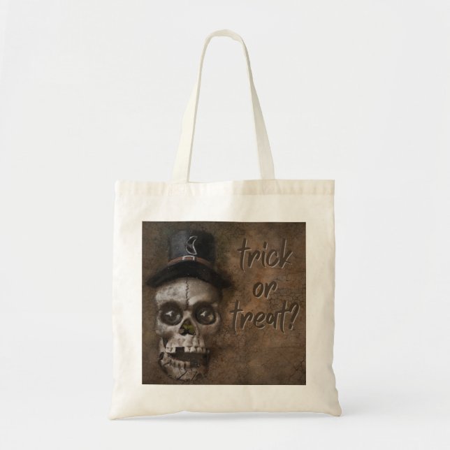 Bolsa Tote Truque Ou Tratamento De Halloween De Caveira Gótic (Frente)