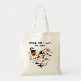 Bolsa Tote Truque Ou Tratamento De Halloween Negro E Laranja 