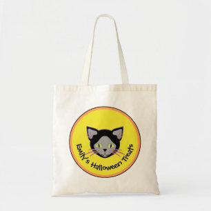 Bolsa Tote Truque ou Tratamento Personalizado de Gato Negro H