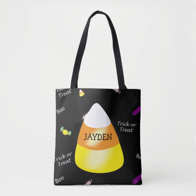 Bolsa Tote Truque ou tratamento personalizado de Halloween de (Frente)