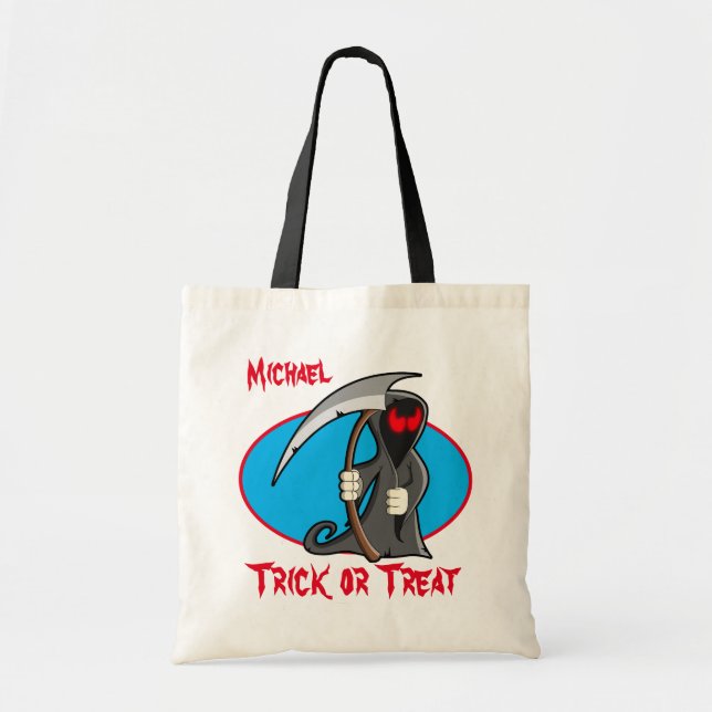 Bolsa Tote Truque ou tratamento personalizado do Grim Reaper (Frente)