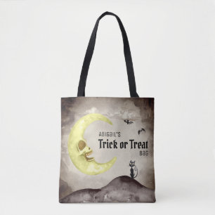 Bolsa Tote Truque ou Tratar (Adicionar Nome!) Lua de Hallowee