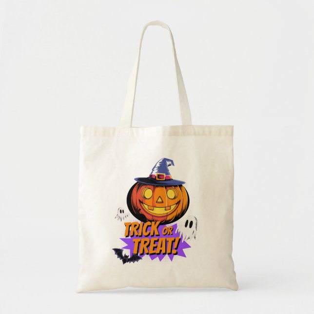 Bolsa Tote Truque ou Tratar! Noite de Halloween (Frente)