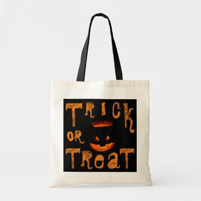 Bolsa Tote Truque ou Tratar o crânio do Halloween (Frente)