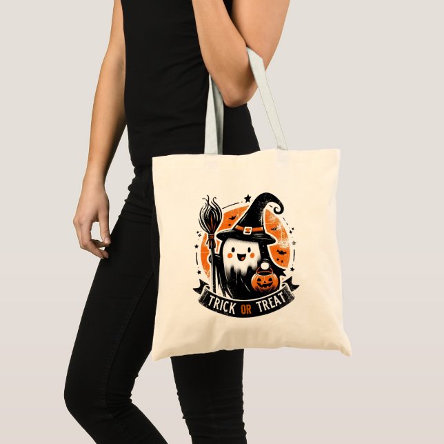 Bolsa Tote Truque ou trato - Bag Tote Ghost Bruxa Bonita (Frente (produto))