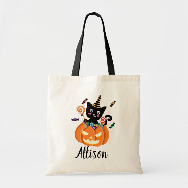 Bolsa Tote truque personalizado ou trate o saco com personali (Frente)