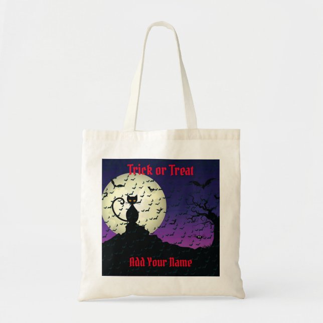 Bolsa Tote Truques ou ameaças Felizes Halloween (Frente)
