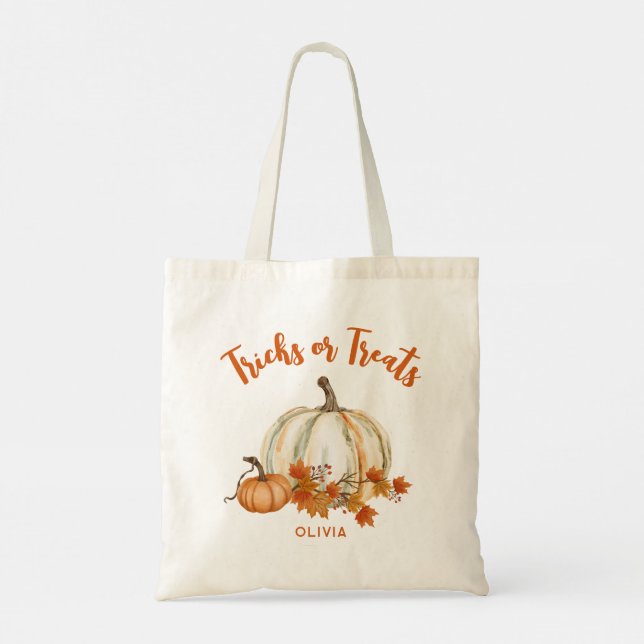Bolsa Tote Truques ou Tratamentos Cute Personalizado Hallowee (Verso)