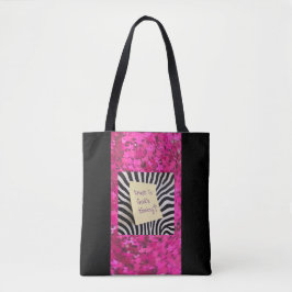Bolsa Tote Trust in God's Timing pink glitter zebra y2k
