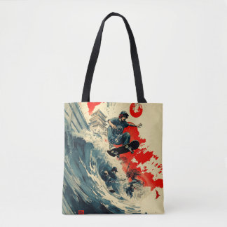 Bolsa Tote Tsunami de skate japonês