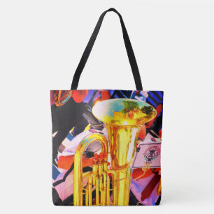 Bolsa Tote Tuba brilhante banda filarmónica inclinada da