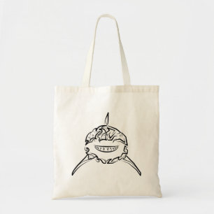 Bolsa Tote Tubarão-branco-Excelente-tribal preto e branco