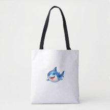 Tubarão Kawaii Nadando Alegremente em um Mar Capri