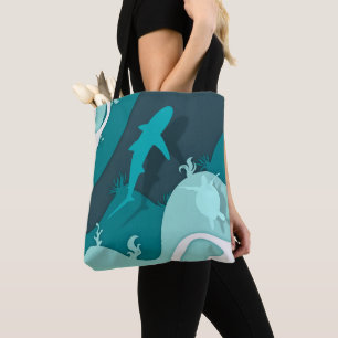 Bolsa Tote Tubarão Legal e Arte Abstrata de Tartaruga