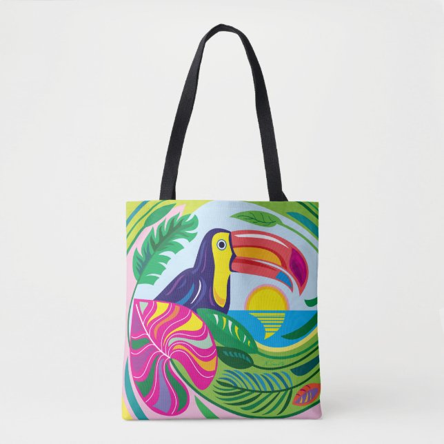 Bolsa Tote Tucano e Folhas Tropicais (Frente)