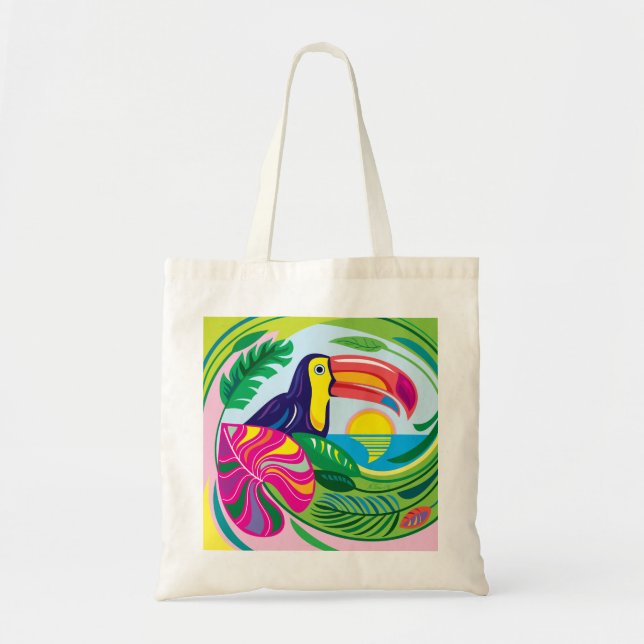 Bolsa Tote Tucano e Folhas Tropicais (Frente)