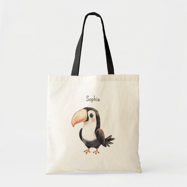 Bolsa Tote Tucano Preto Flamingo Pássaro (Frente)
