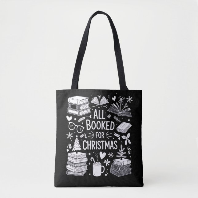 Bolsa Tote Tudo marcado para presentes de livros de Natal (Frente)
