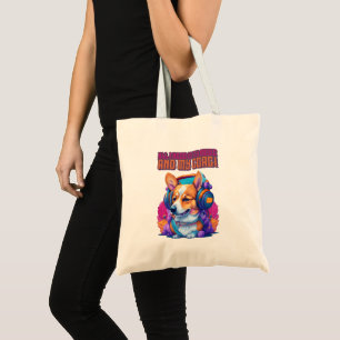 Bolsa Tote Tudo o que preciso é minha música e meu Corgi