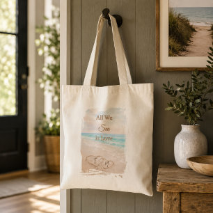 Bolsa Tote Tudo O Que Vemos É Amor Praia Corações Areia Monog
