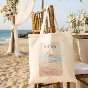 Bolsa Tote Tudo O Que Vemos É Amor Praia Corações Areia Monog