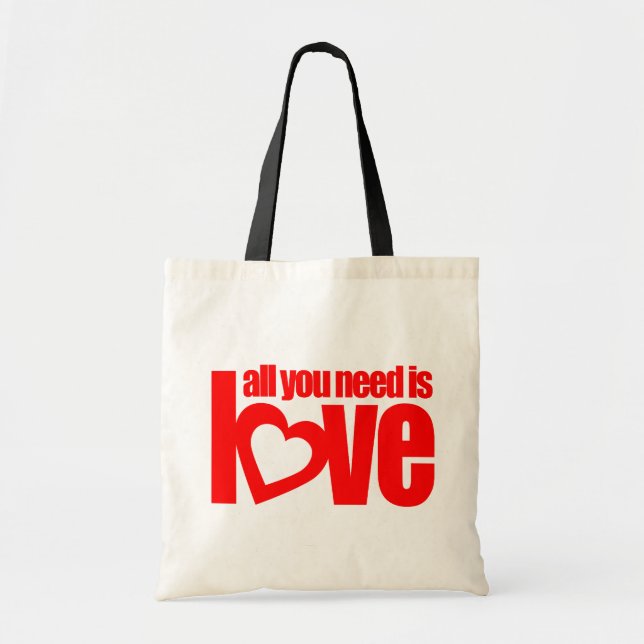 Bolsa Tote "tudo o que você precisa é amor". (Frente)