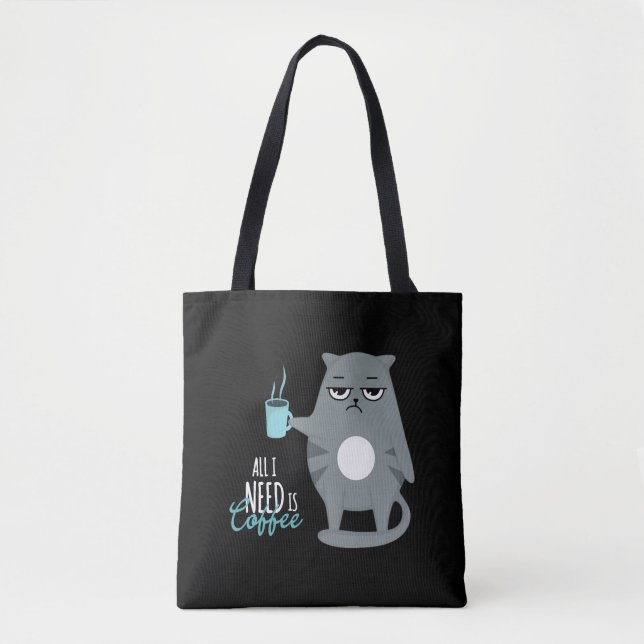 Bolsa Tote Tudo que preciso é café e meu gato (Frente)