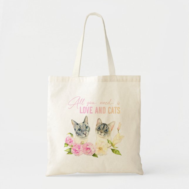 Bolsa Tote Tudo que você precisa é aguarela do amor e dos (Frente)