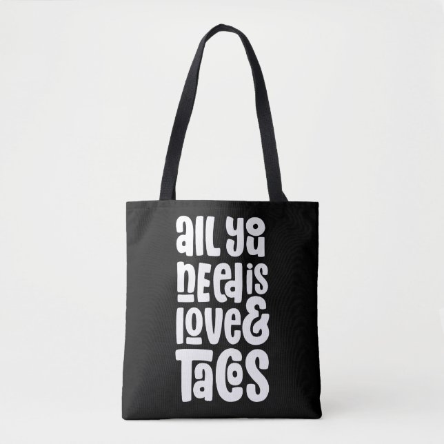 Bolsa Tote Tudo que você precisa é de amor e tacos (Frente)
