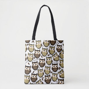 Bolsa Tote Tuit tuit! padrão de coruja fofa.