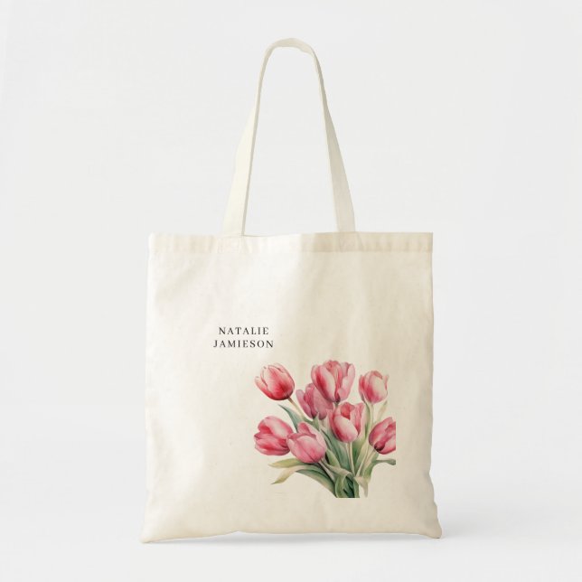 Bolsa Tote Tulip de Primavera personalizável (Frente)