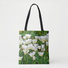 Bolsa Tote Tulipas Brancas Arte Flor Saco
